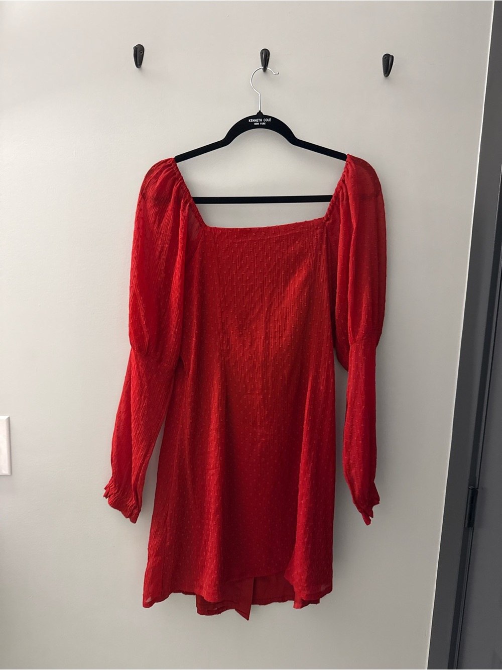 ASOS Red Button-Front Mini Dress with Ruffle Tie - Picture 2 of 2